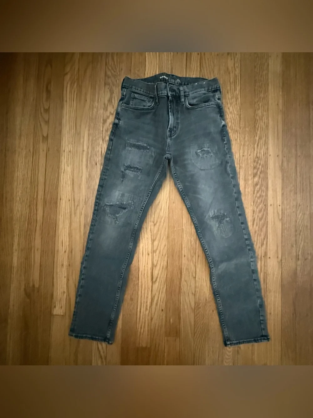 Old Navy Men's Washed Charcoal Skinny Distressed Jeans size 29x30